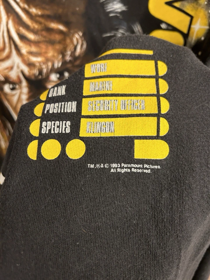 Camiseta vintage 1993 Star Trek The Next Generation Lieutenant Worf extra grande Foto 3 de 4