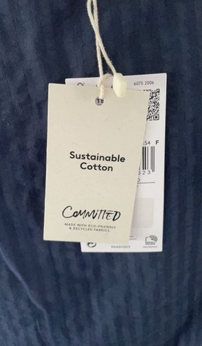 Brand New Mango Blue V- Neck Blouse Size M (10) Sustainable Fabric Pretty Style - Picture 6 of 10
