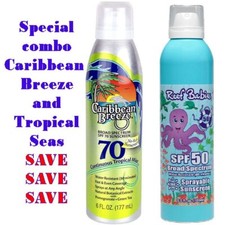 Caribbean Breeze  Tropical Seas Combo Sun Tan Spray Protection Kids Mom Dad All