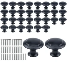 32 Pieces Round Cabinet Knobs Kitchen Drawer Pulls Dresser Metal Knobs for Do...