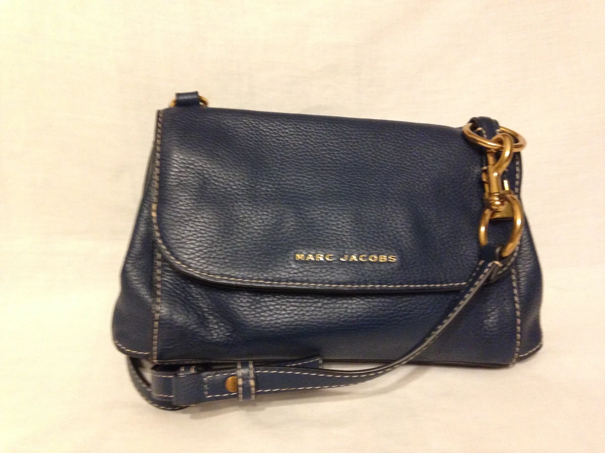 MARC JACOBS BOHO GRIND NAVY BLUE PEBBLE LEATHER CROSSBODY BAG