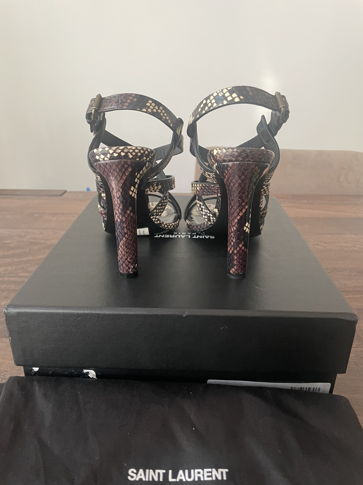 Sandali in pelle di serpente Saint Laurent Bea taglia 36
