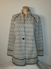 Chicos 1 Medium 8-10 White Gold Accent Chic Button Front Jacket Blazer