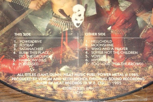 VENON ~ POSSESSED ~ UK 13-TRACK LP PICTURE DISC W/ ORIGINAL PVC SLEEVE - Picture 3 of 3