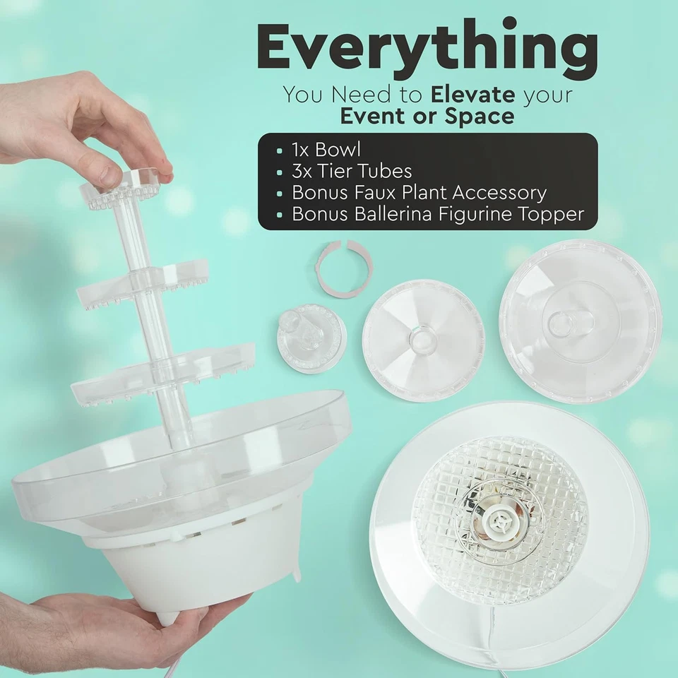 Fuente de agua de plástico iluminada para bodas - Ideal para centro de mesa de pasteles, fiestas, de Foto 2 de 4