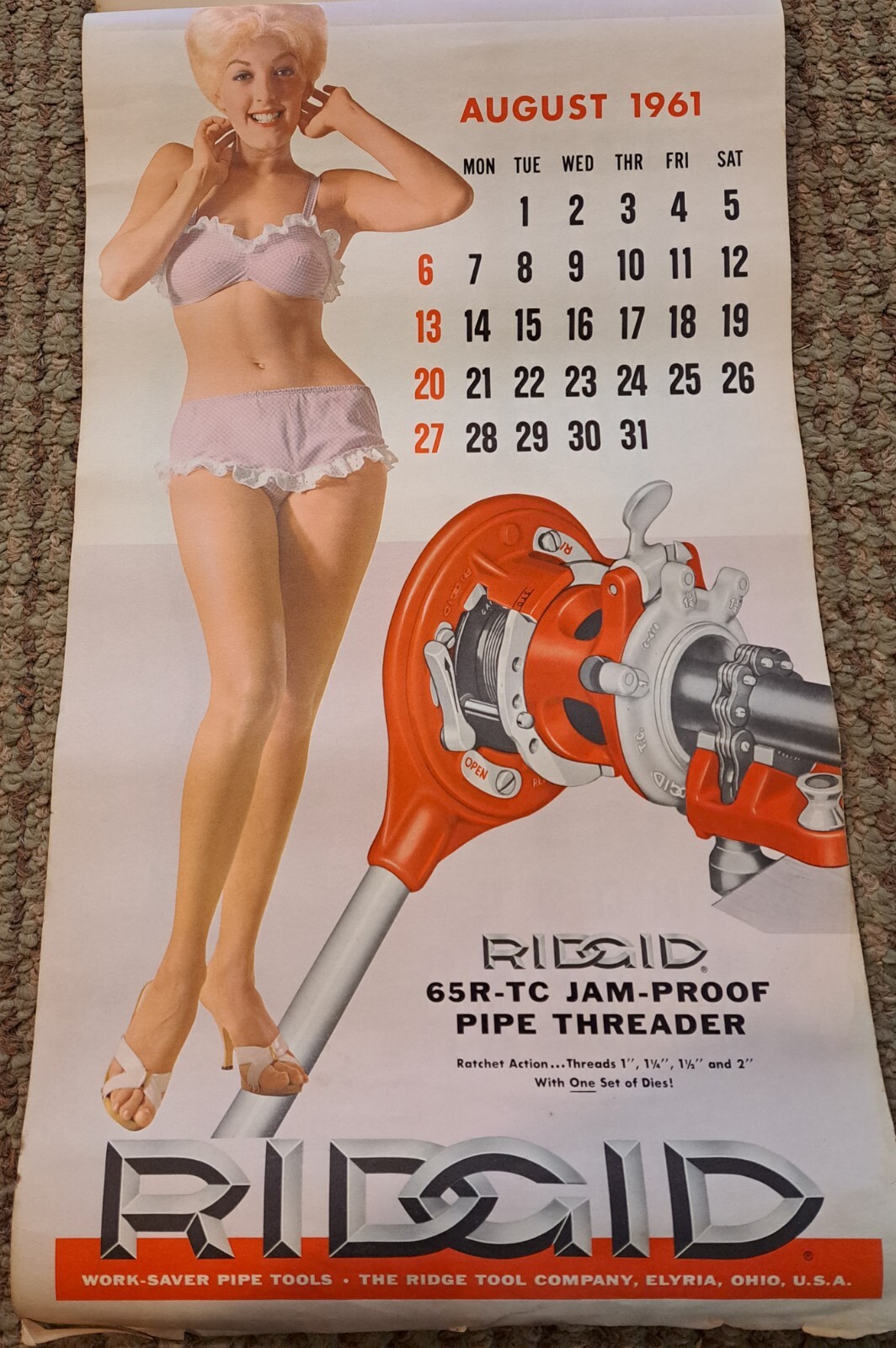 vintage-ridgid-tools-pinup-calendar-1961-8-months-sexy-ebay