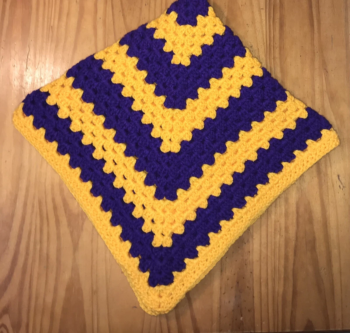 Purple and yellow crochet blanket sale