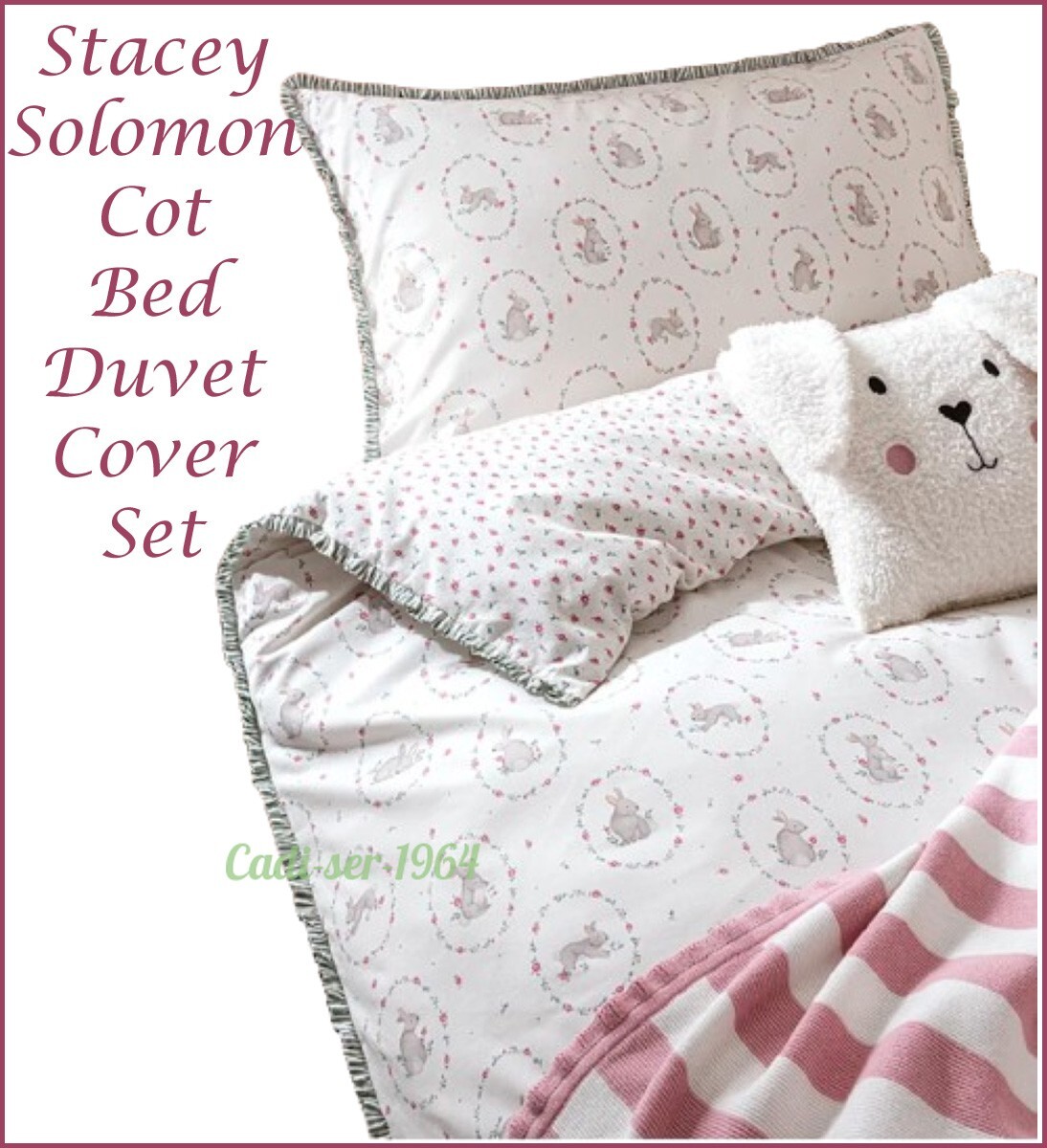 Stacey Solomon Bunny Cot Bed Reversible Duvet Cover Set & Pillow Case NEW