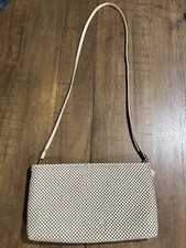 Vintage Whiting  Davis Mesh Sequin Crossbody Purse Shoulder Bag White EUC Clean