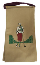 Double Sided Sleeves Carry Bag Satchel Sack Golf Image Design Brown 13" Long