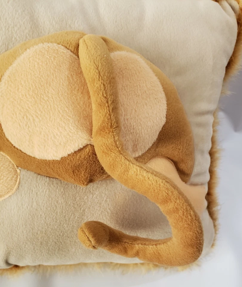 Pillow Double Sided Monkey Face On Front And Tail On Back With Fringe On Sides - Image 4 of 4