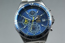 [N COMME NEUVE] SEIKO FIFA World Cup 2002 V657-0AA0 Blue Men's Watch Quartz f...