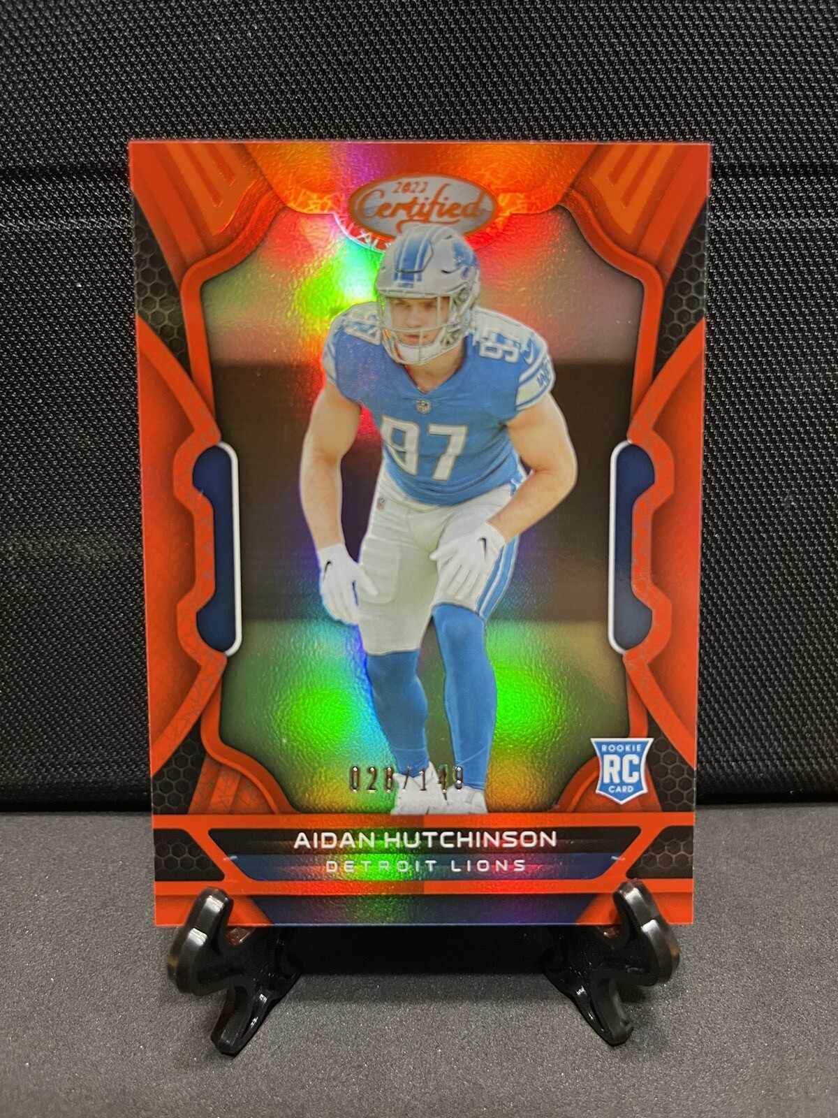 2022 Panini Certified Aidan Hutchinson RC Orange Mirror 23/149 #120