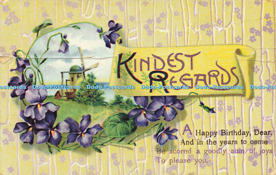 R600292 Kindest Regards A Happy Birthday Dear Postcard