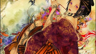 Anime tattoos geisha purple eyes japanese clothes  Custom Playmat Mat Pad