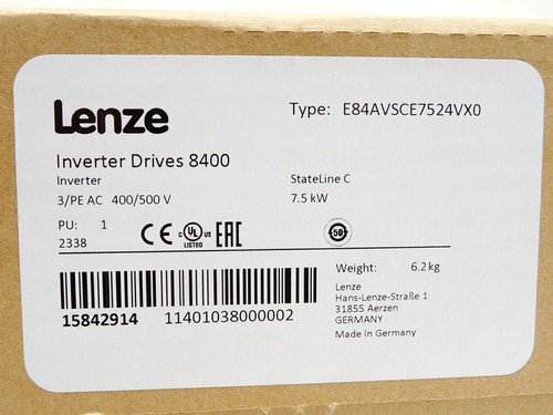 Lenze Inverter Drives 8400 7.5kW E84AVSCE7524VX0 15842914 / Neu OVP versiegelt - Picture 1 of 4
