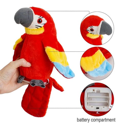 Talking Macaw Parrot Repeat What You Say Stuffed Animal Plush Toy Electronic Rec - Picture 8 of 17