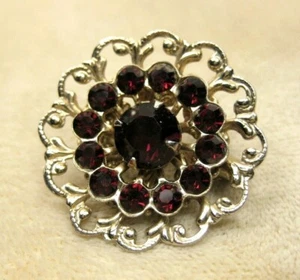 Vintage Western Faux Gold Filigree Red Garnet Encrusted Star Cluster Pin Brooch
