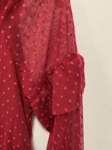 Boden Girls Long Sleeve Dot Sheer Red Dress Size 9/10 - Picture 2 of 5