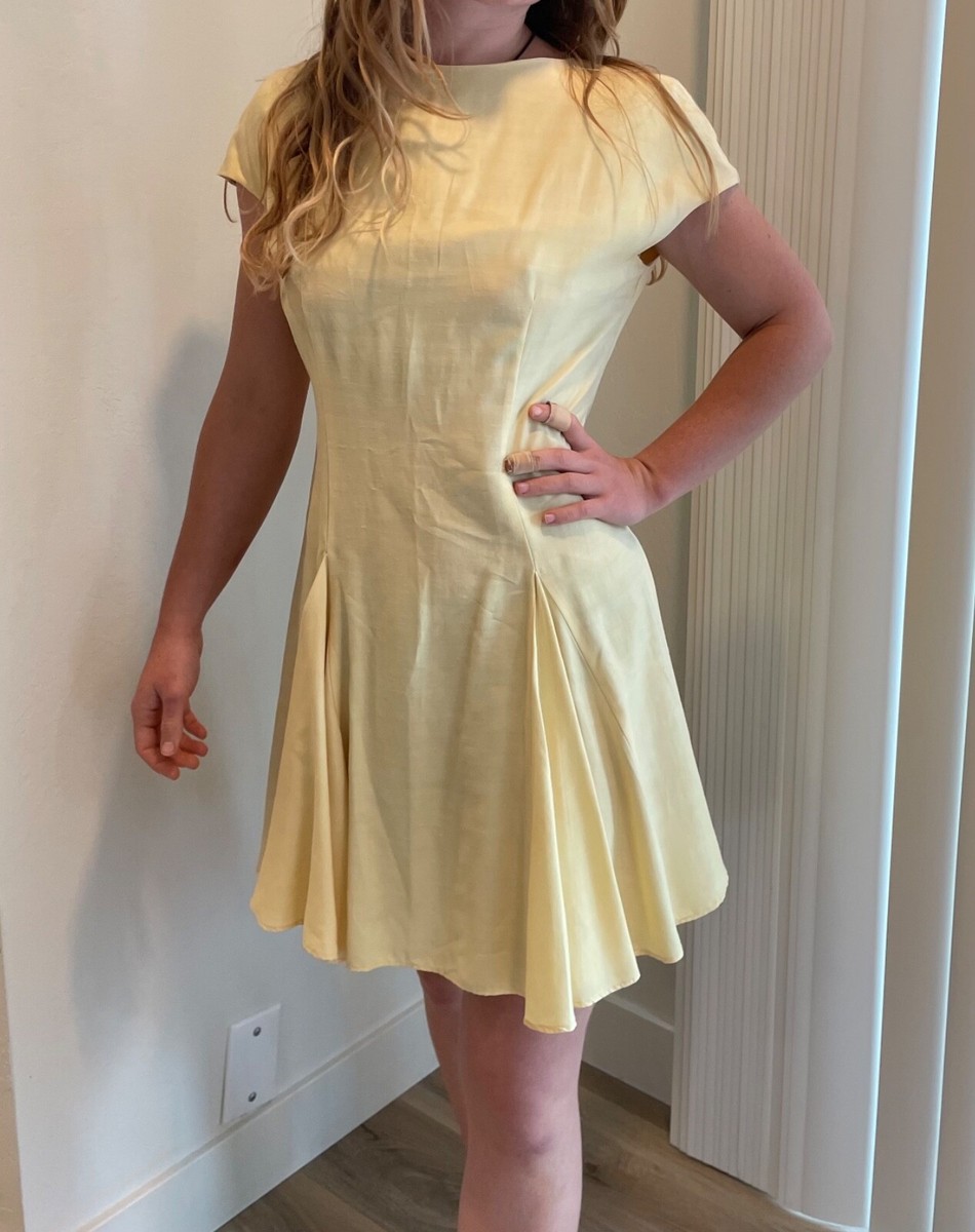 white christmas dresses Butter Yellow Floaty Cotton Dress with Lace Top