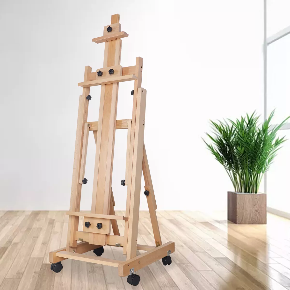 Large Heavy-Duty Studio Artist Easel H-Frame Wood Painting Art Easel  Standing