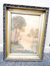 Vintage Original Water Color Painting By J.H. Werner In Gold Tone Frame 13x18