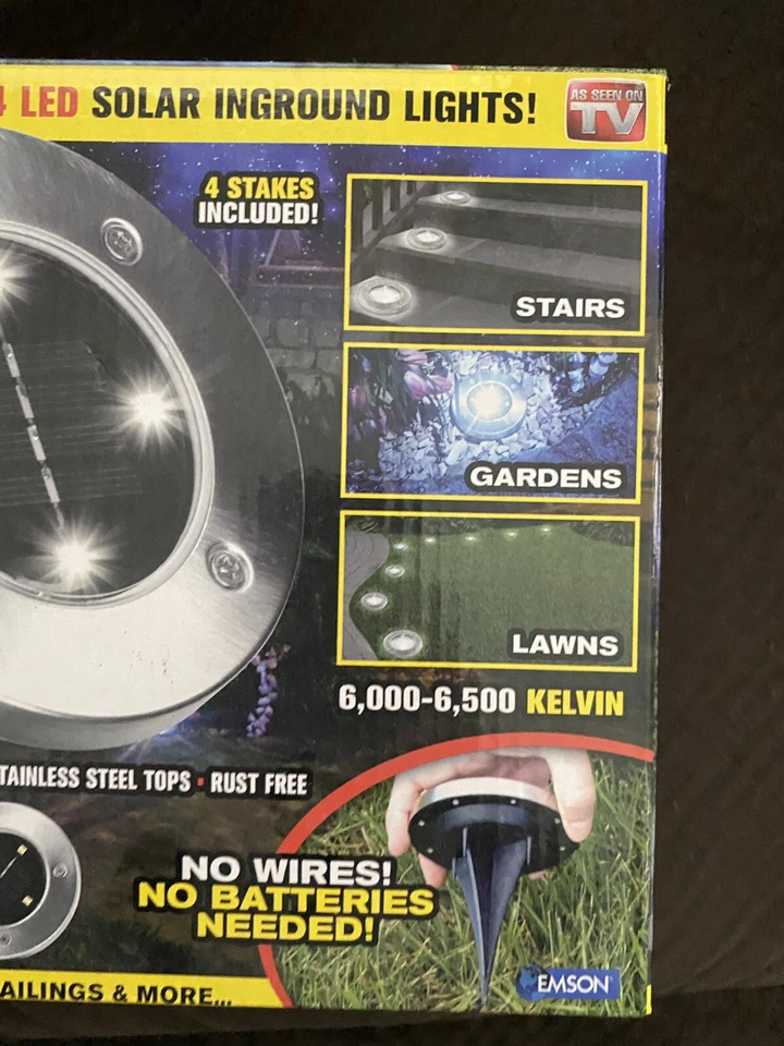 New Bell Howell Solar Disk Lights Powered 4 LED Brushed Steel As Seen on TV - Image 4 of 4