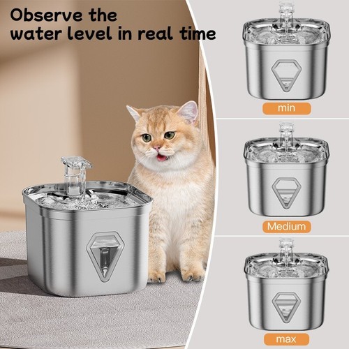 Cat Water Fountain Stainless Steel 2.5L/73oz Automatic Pet Water Fountain - Picture 4 of 20