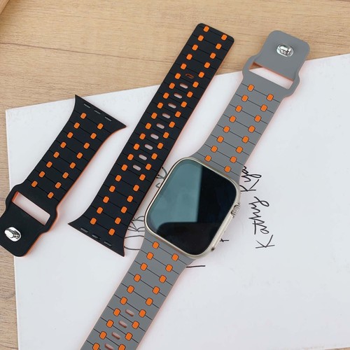 Für Apple Watch Series 10 9 8 7 6 5 4 Ultra Zweifarbig Silikon Verstellbares Armband - Bild 3 von 21