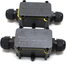 2pcs Waterproof Outdoor External 2 Way lP68 Electrical Junction Box Underground