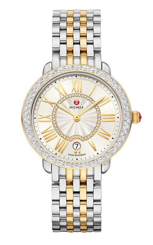 Michele Serein Mid Diamond Dial & Bezel Gold Two-Tone Ladies watch MWW21B000138