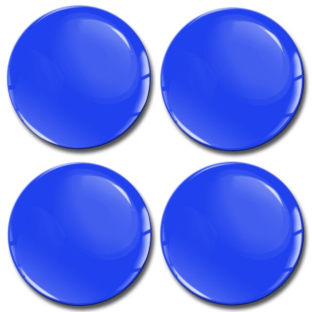 4x 65mm Wheel Centre Hub Caps 3D Silicone Domed Resin Stickers Badge Blue Gloss