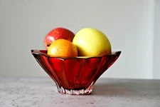 Crystal Bowl 8 " Bohemia Red Vase Czech Glass Fruit Desert Sweets Gift NEW