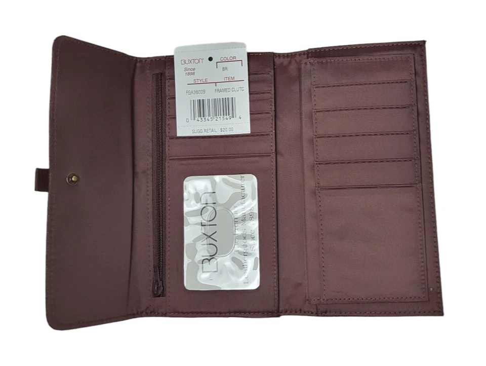 BUXTON Cartera Enmarcada Bolso sin asas Monedero Chequera Organizador MARRÓN Foto 2 de 4