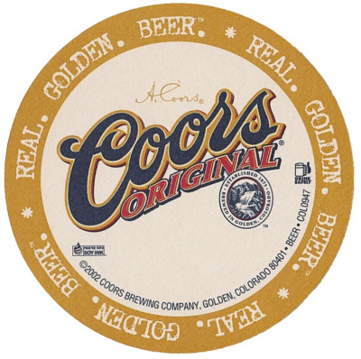 Coors Original  Beer Coaster  Real Golden Beer
