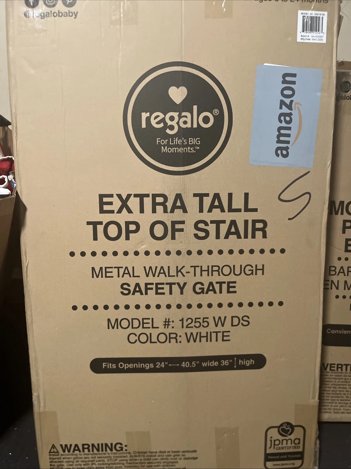 Extra Tall Top Of Stair -Metal Walk Through Baby Safety Gate Model 1255 W DS
Opens in a new window o