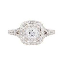 .95ctw Princess Cut Diamond Halo Engagement Ring 14k White Gold Size 5.25