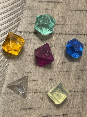 Early vintage Gamescience set colorful gem rpg ad&d dice 092023@