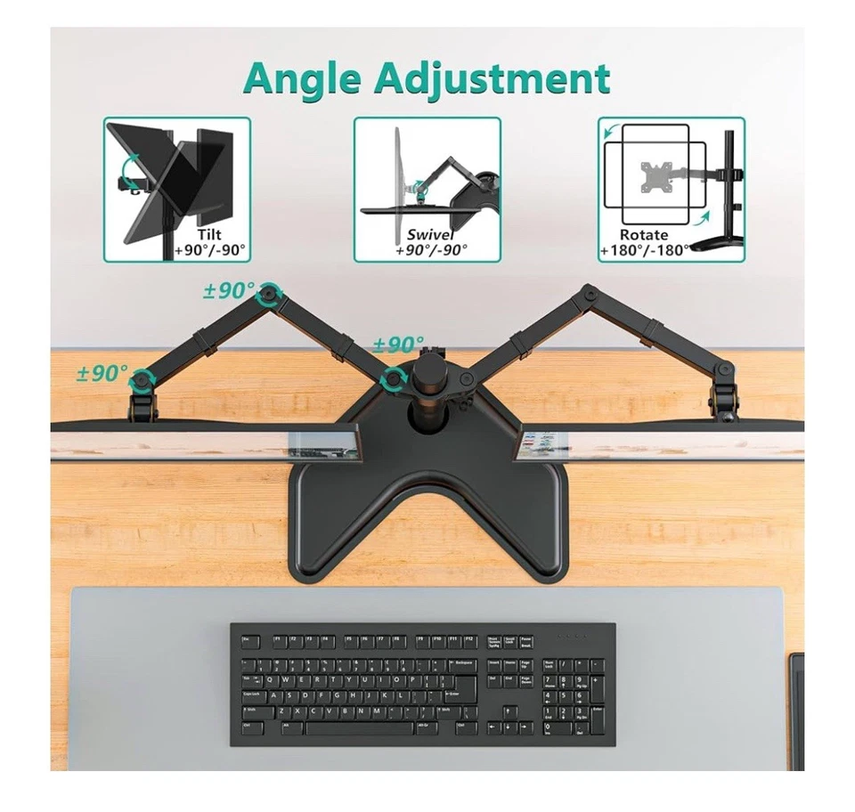 WALI Dual Monitor Stand for Desk, Monitor Stands for 2 Monitors up to 30 inches - Image 4 of 4
