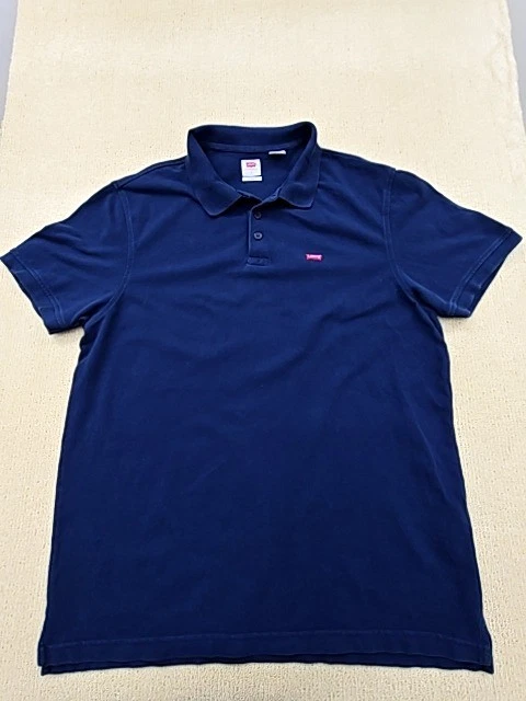 Levi's Men's Blue Cotton Polo Shirt L Short Sleeve Standard
