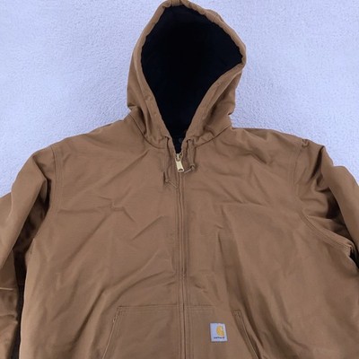 Carhartt Duck Active Jacket ダークブラウンXL Carhartt Men's Quilted-Flannel-Lined Duck Active Jacket - Brown