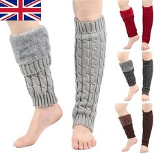 Women Winter Warm Lined Leg Warmers Long Knit Knitted Crochet Socks Leggings UK