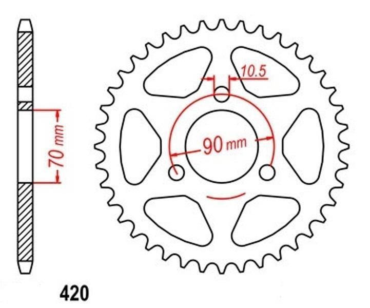 Couronne de transmission 42 dents pas 420 pour moto ancienne Honda MTX 80 C