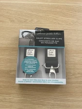Petunia Pickle Bottom Valet Stroller Clips in Black Leatherette Silver NEW 