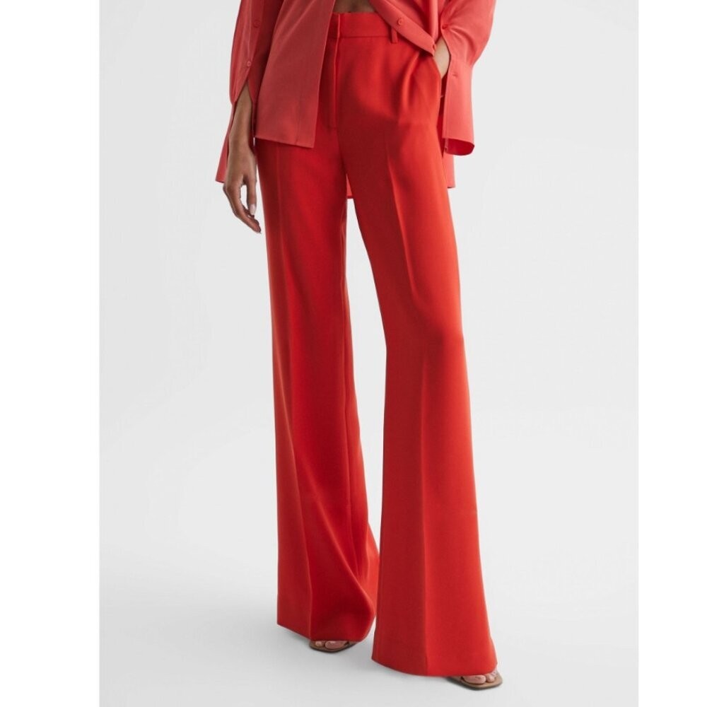 REISS Maia Wide-Leg Trousers – Coral – US 0 – NWT