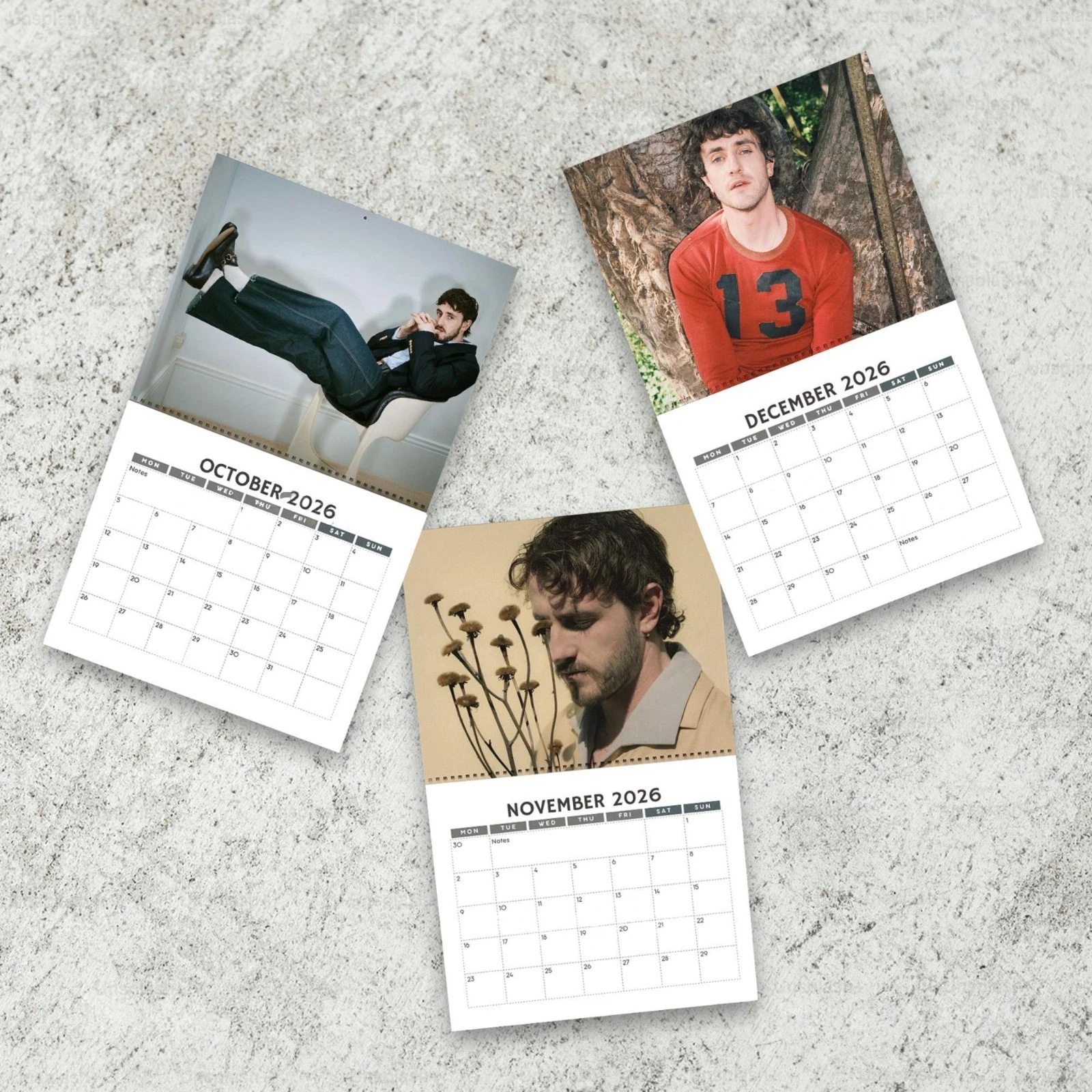 Paul Mescal 2026 Wall Calendar Planner, Paul Mescal Celebrity Merch