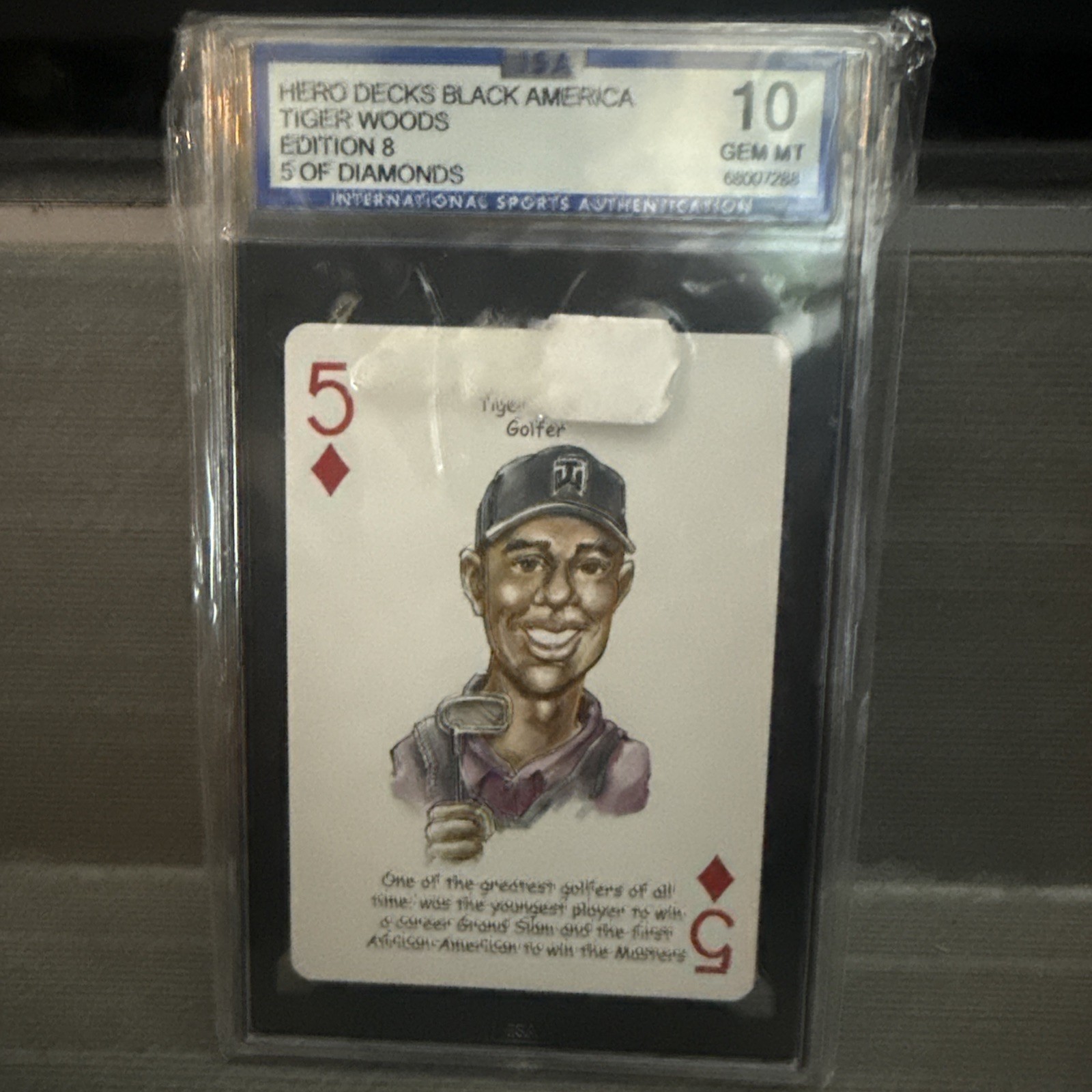 Hero Decks Black America Tiger Woods 5 of Diamonds Golf Sports Trading Card CGC view 1