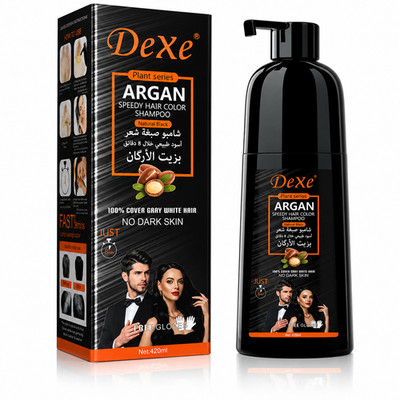 Dexe Arganöl schwarze Haarfarbe Shampoo 420 ml 8 min graue Abdeckung keine dunkle Haut