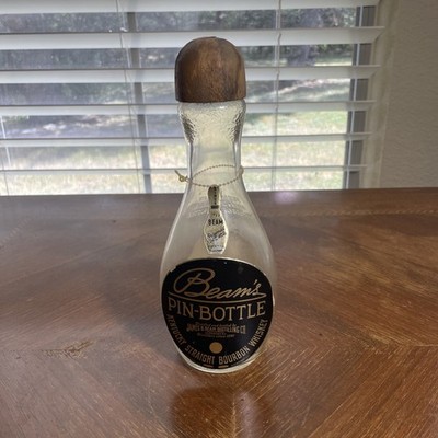 1940 era Jim Beam Paper Label 9'' tall Pint Bowling Pin Bottle
