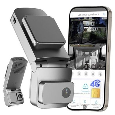 4G LTE Dash Cam with Live Streaming, Car Vandalism Surveillance Black-4G